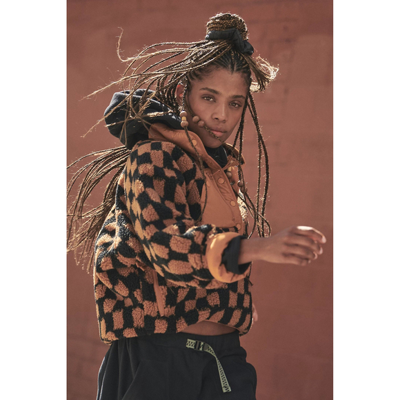 Free People Jackets & Blazers - Free People fp Movement Hit The Slopes Checkered Printed Pullover Size XS